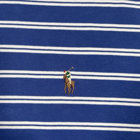 Polo Ralph Lauren Classic Fit XL Blue Striped Flesh‎ Pony Embroidered Logo - Picture 4 of 8